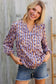 On A Wild Streak V Neck Fabric Button Detail Blouse
