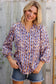 On A Wild Streak V Neck Fabric Button Detail Blouse