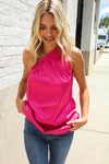 Diva Dreams Fuchsia Leopard Print One Shoulder Satin Top