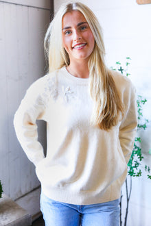  Mellow Musings Taupe Embroidered Sweater