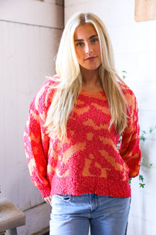  The Knit Fix Hot Pink Multi Chenille Pullover