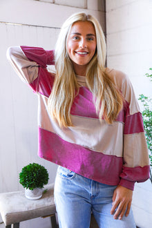  At the Block Party Magenta Loose Fit Pullover