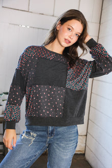  Lazy Daisies Charcoal Pullover