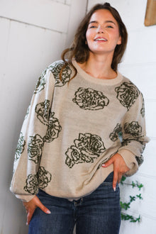  One Wild Rose Olive Cozy Sweater