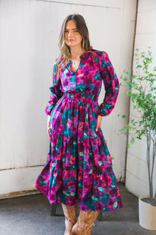  Floral Symphony Smocked Waist Dress