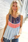Vacay Vibes Coral/Blue Boho Print Color Block Sleeveless Top