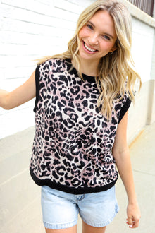  Be Bold Dolman Short Sleeve Leopard Print Knit Top