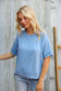 Look My Way Denim Hi-Lo French Terry Outseam Pullover