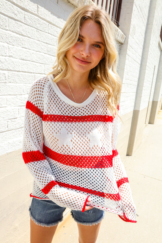 Feeling Patriotic Netted Pullover