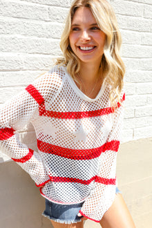  Feeling Patriotic Netted Pullover