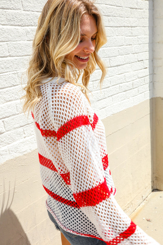 Feeling Patriotic Netted Pullover