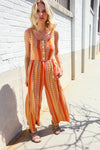Boho Vibes Rust & Yellow Abstract Print Wide Leg Jumper