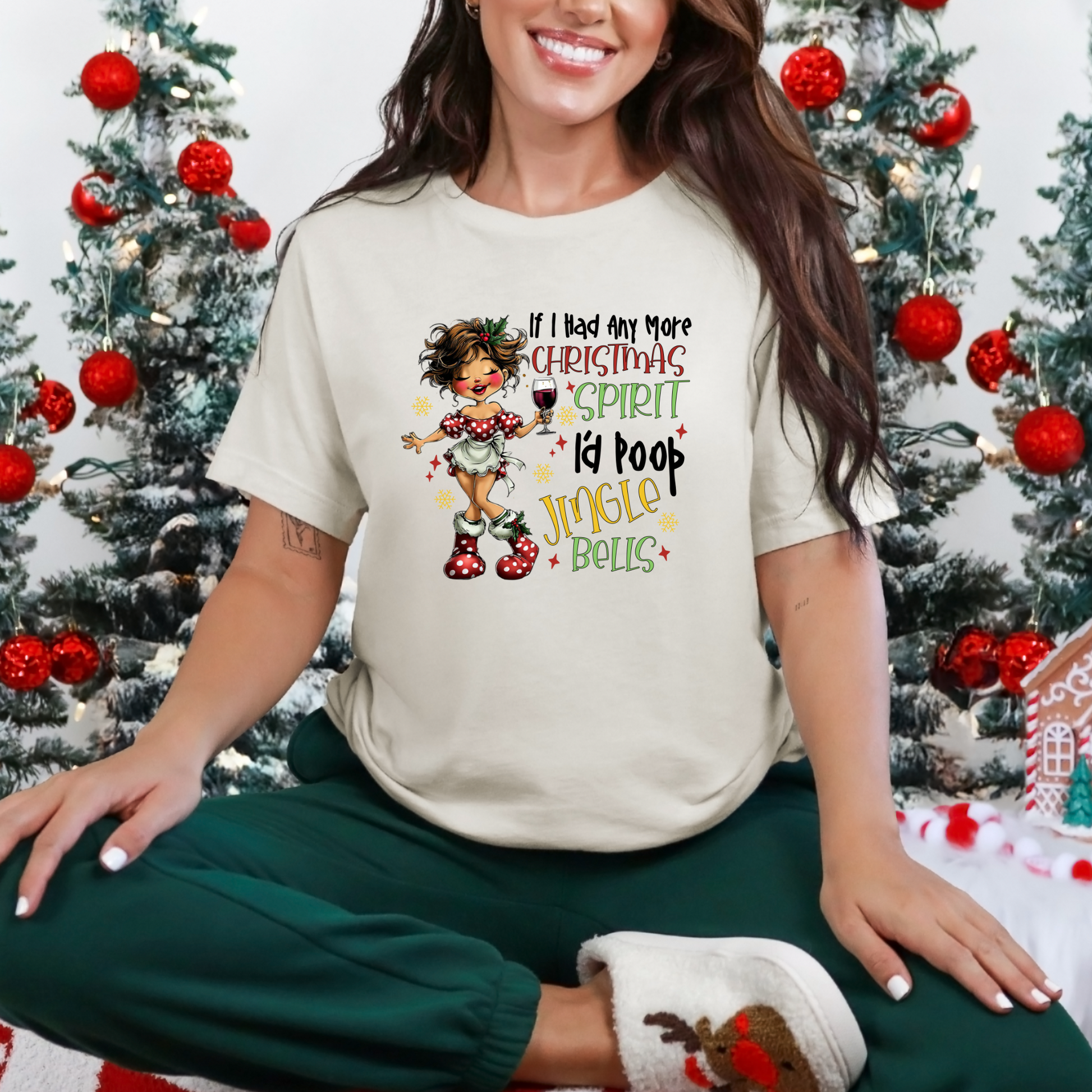 Wholesale Poop Jingle Bells Graphic Tee - Natural Tee