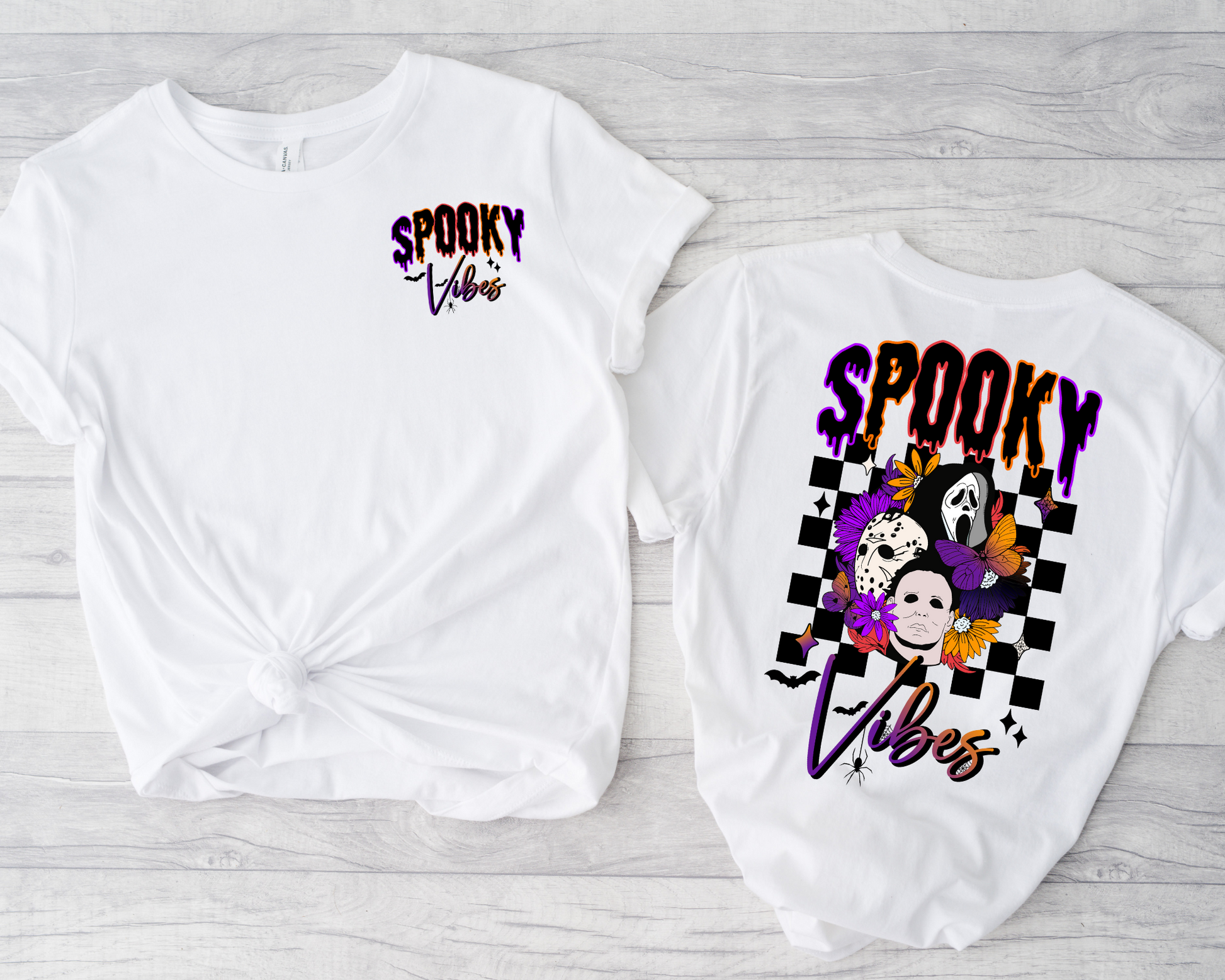 Wholesale Horror Spooky Vibes Graphic Tee - Ash Grey