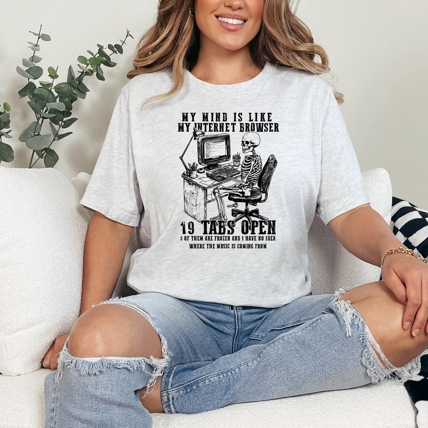 Wholesale 19 Tabs Open Graphic Tee - Ash Tee