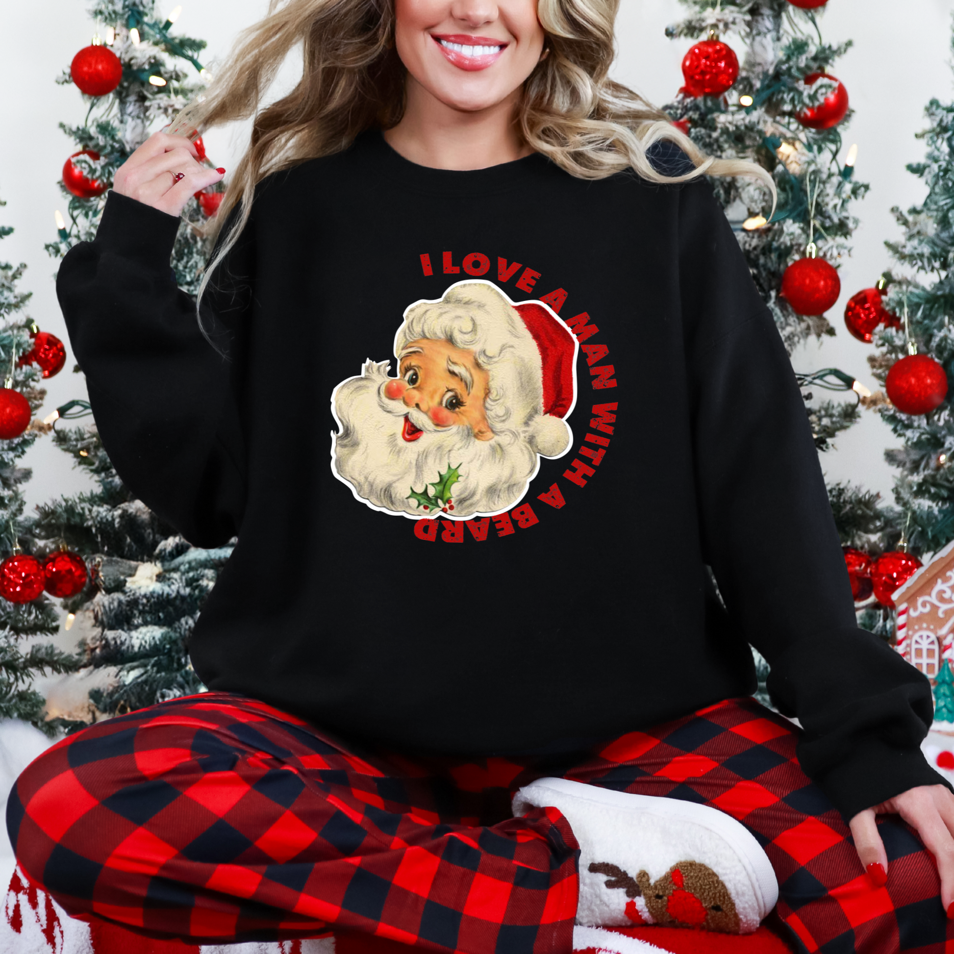 Wholesale Love a Man with a Beard Sweatshirt - Black Sweatshirt