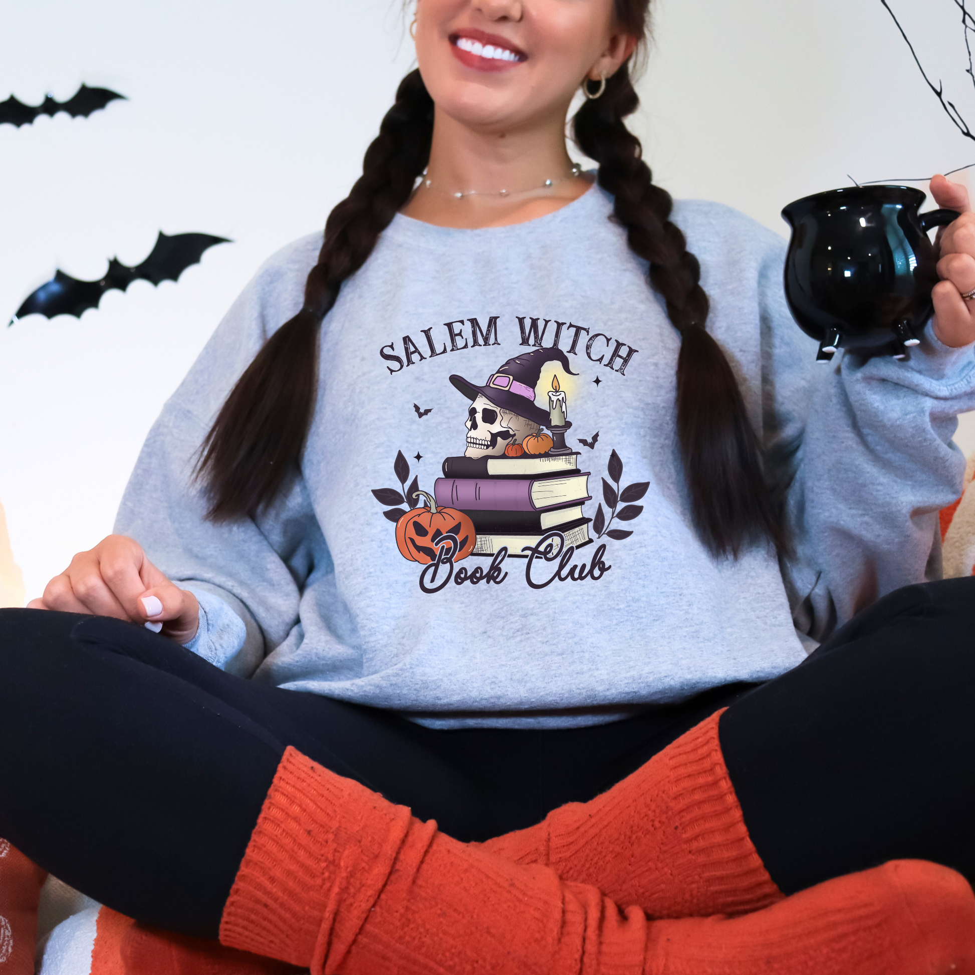 Wholesale Salem Witch Spooky Book Club - Grey Tee