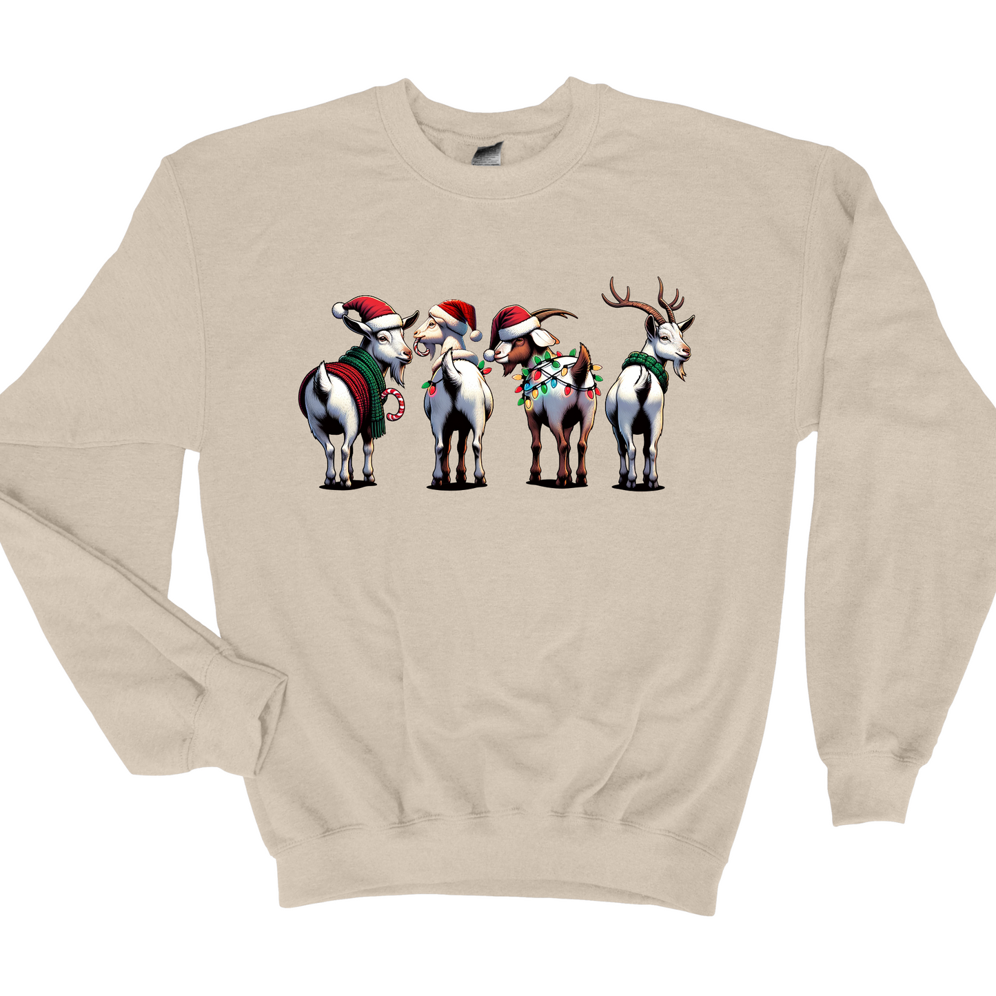 Wholesale Christmas Goats Graphic Tee - Sand Sweatshirt