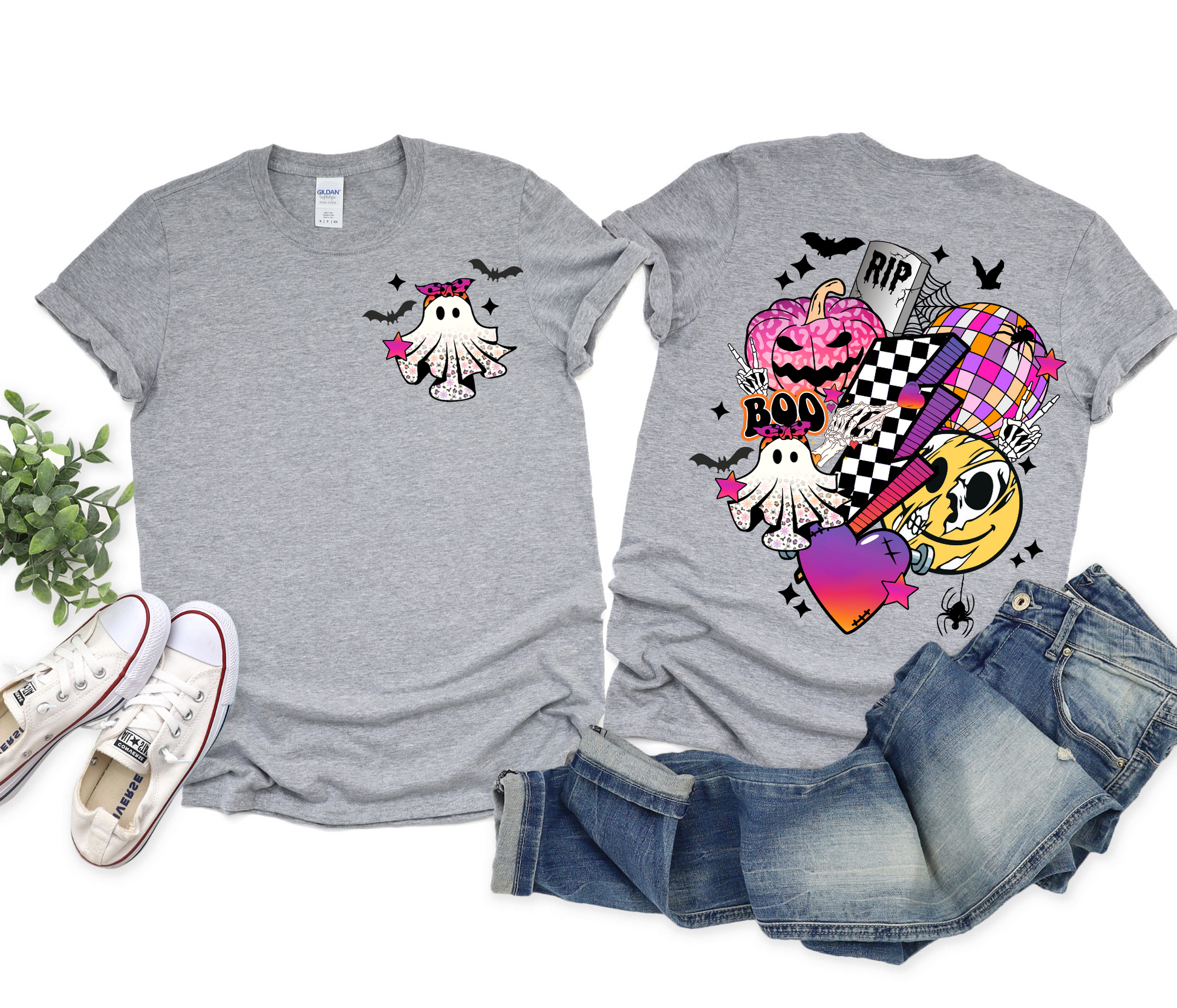 Wholesale Retro Halloween Graphic Tee - Black Tee