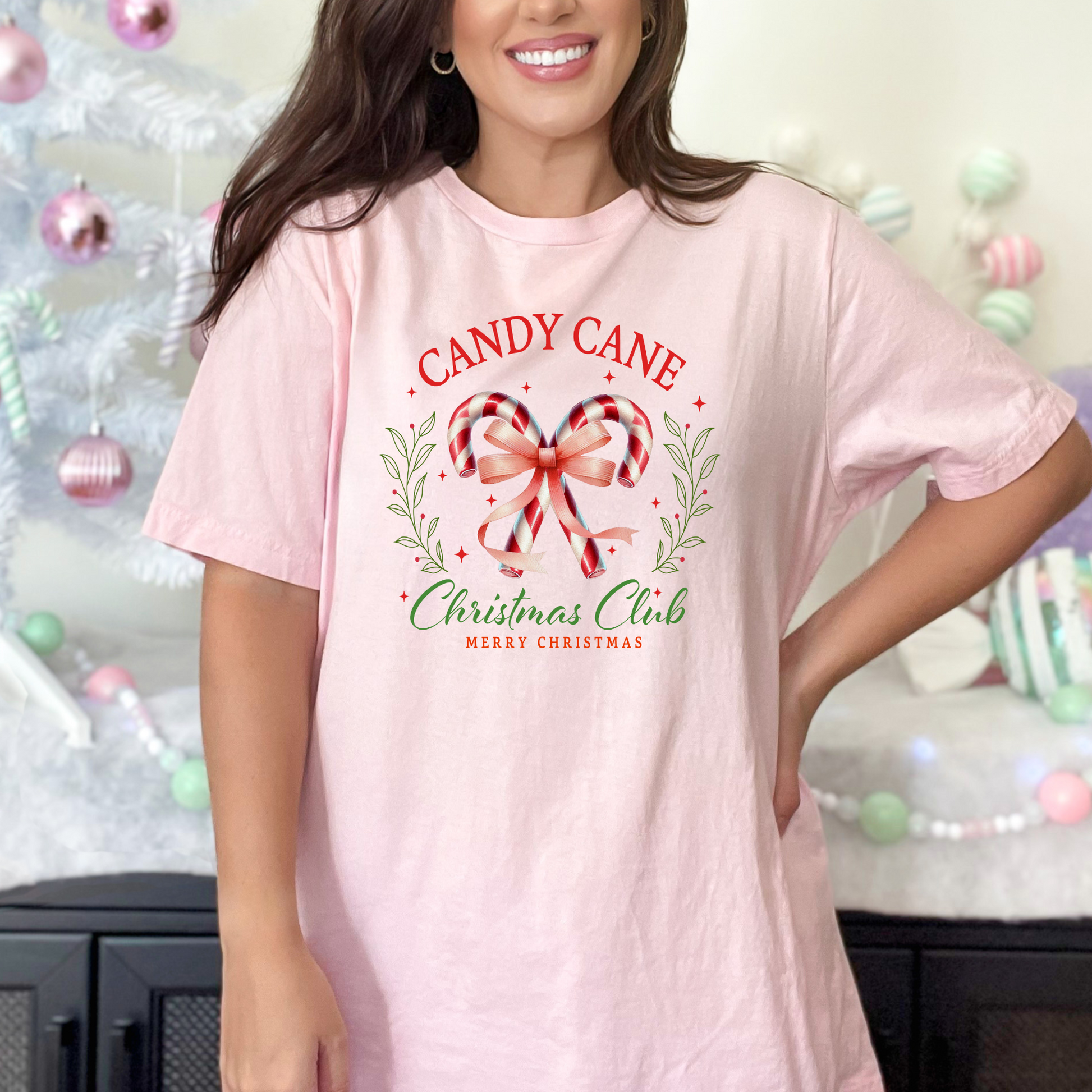 Wholesale Candy Cane Christmas Club - White Tee