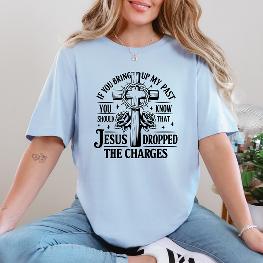 Wholesale Jesus Dropped the Charges Graphic Tee - Baby Blue Tee