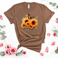 Wholesale Fall sunflowers Graphic Tee - Heather Brown Tee