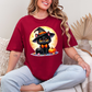 Wholesale Cat with Moon Graphic Tee - Cardinal Red Tee