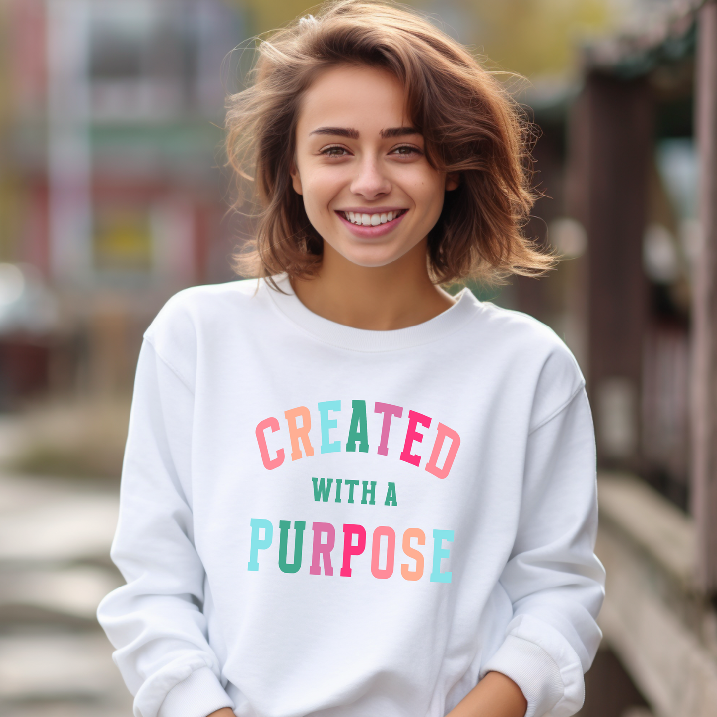 Wholesale Created with a purpose Graphic Tee - Black Sweatshirt