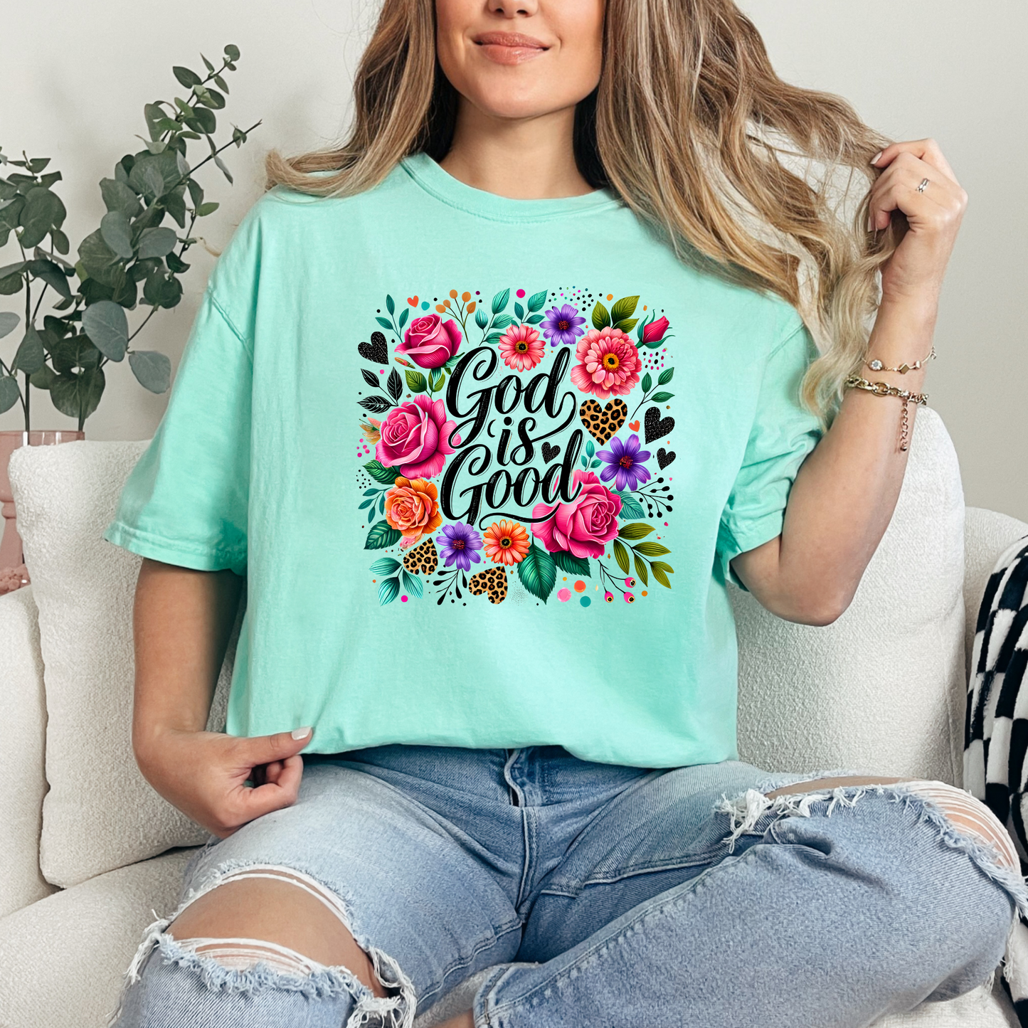 Wholesale Leopard God is good Graphic Tee - CC Crunchberry Tee