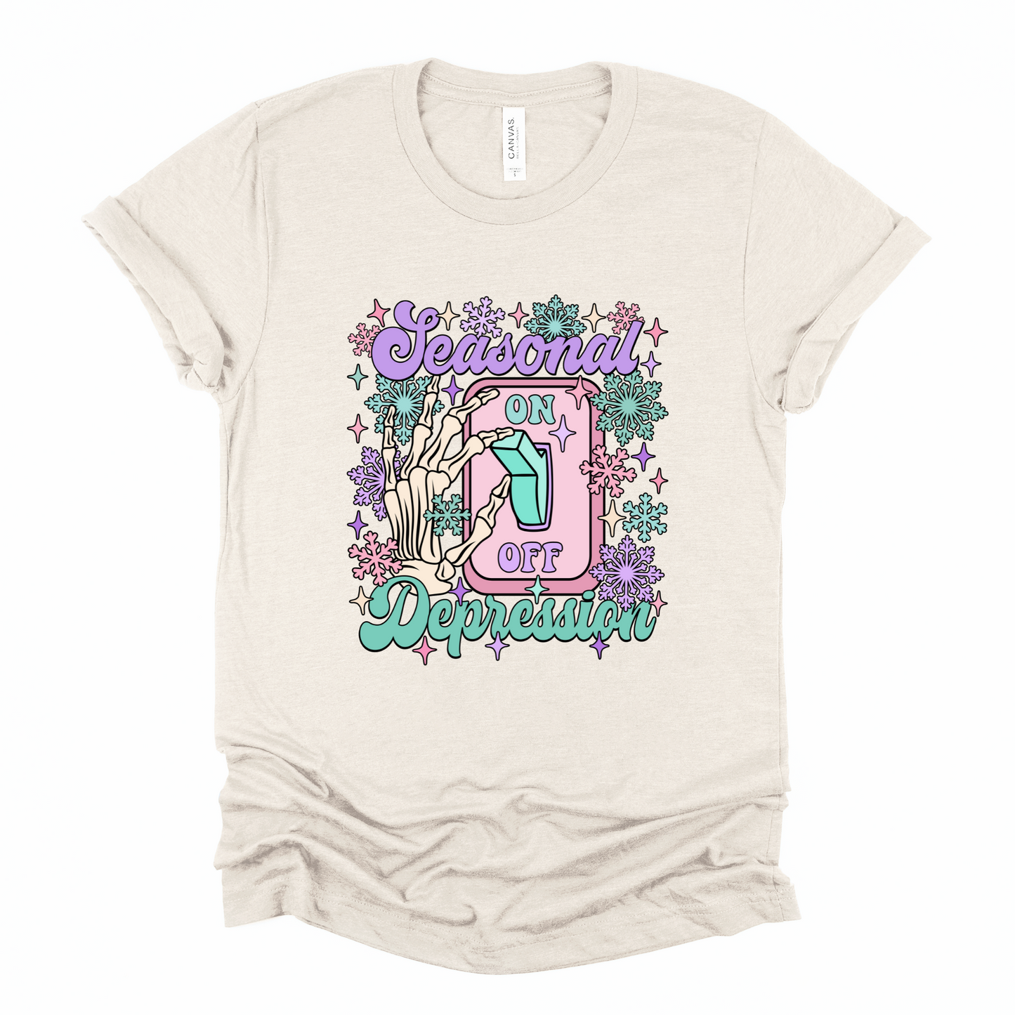 Wholesale Seasonal Depression ON Graphic Tee - Heather Dust Tee