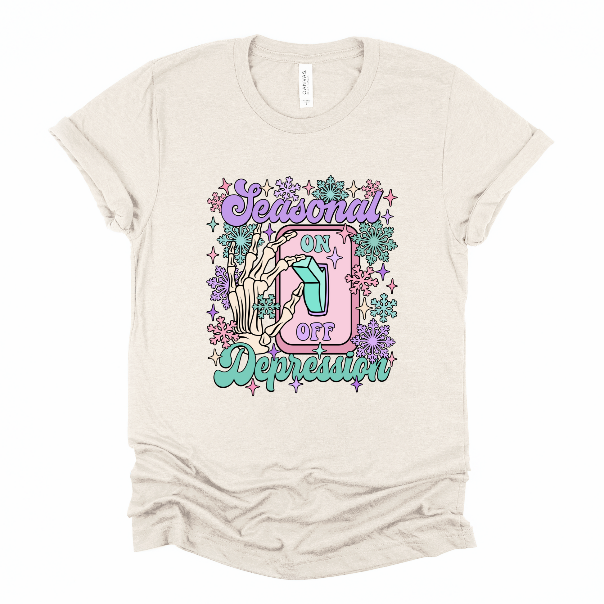Wholesale Seasonal Depression ON Graphic Tee - Heather Dust Tee