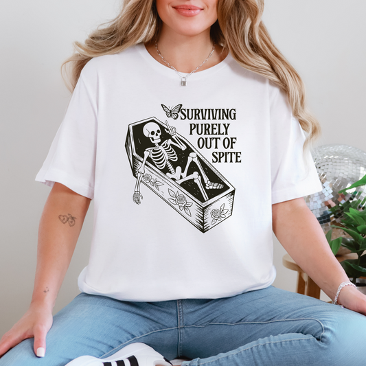 Wholesale Surviving Out of Spite Graphic Tee - White Tee