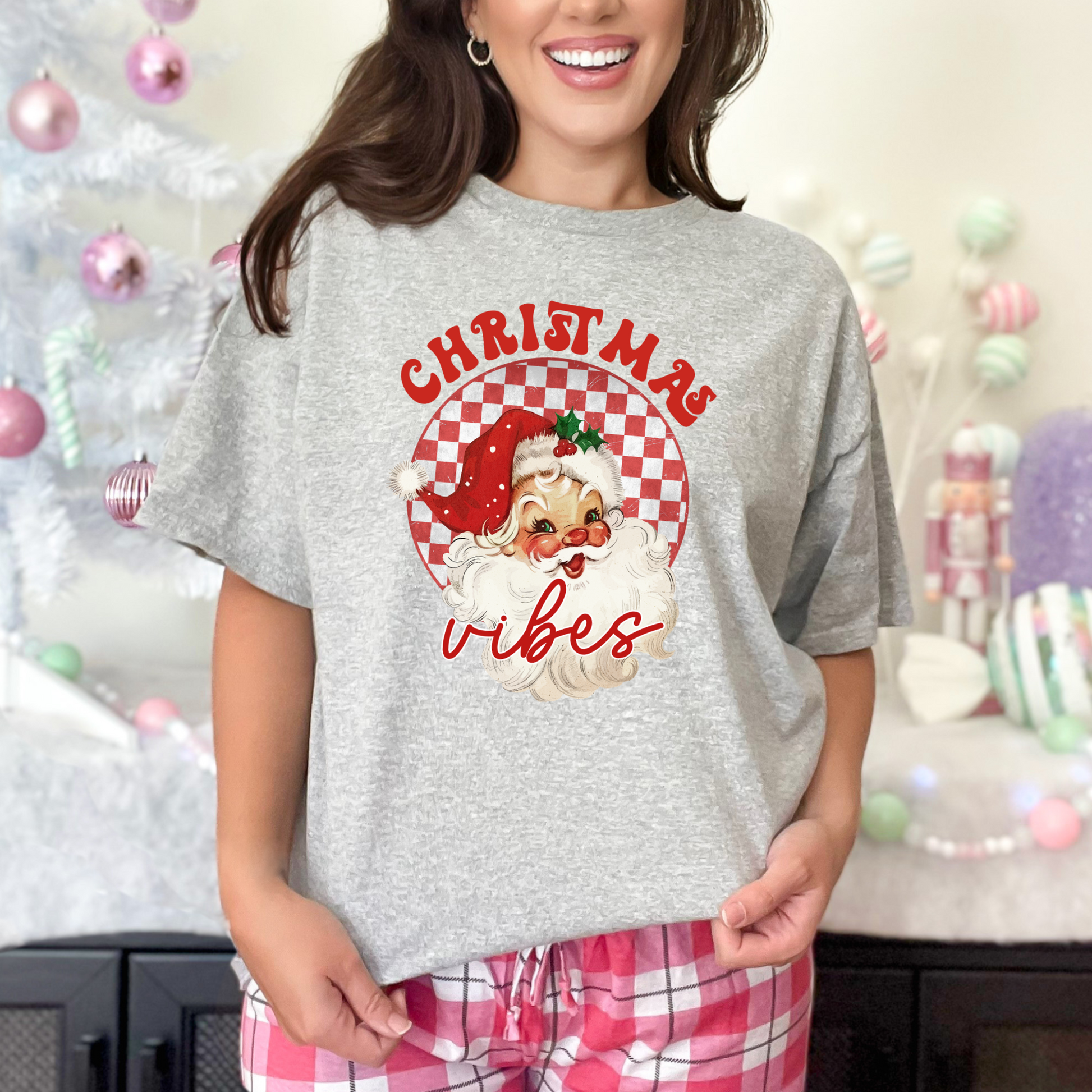 Wholesale Retro Christmas Vibes Graphic Tee - Black Sweatshirt