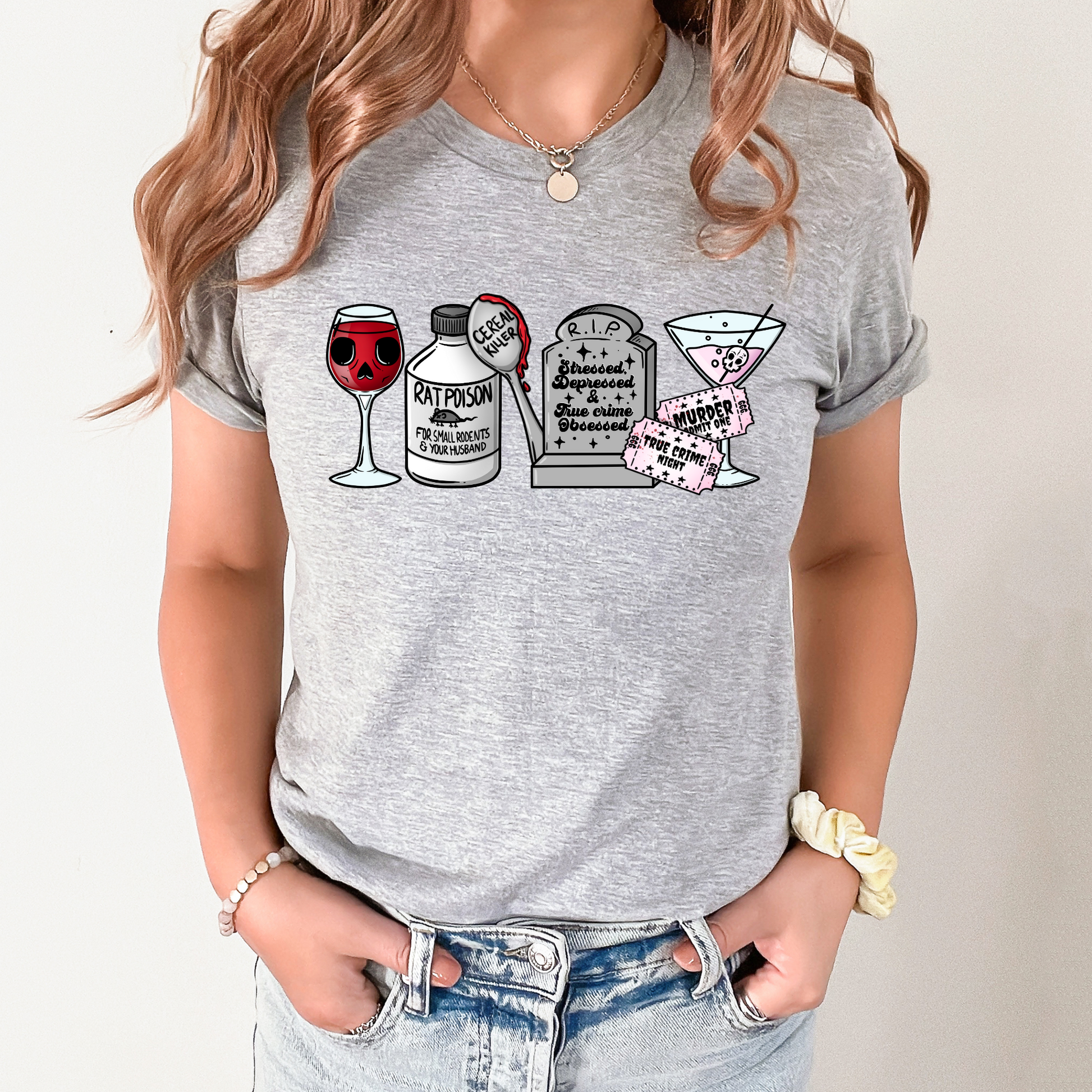 Wholesale All Things True Crime Graphic Tee - Black Tee