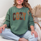 Wholesale Cozy Season Cursive Sweatshirt - Heather Dark Green Sweatshirt