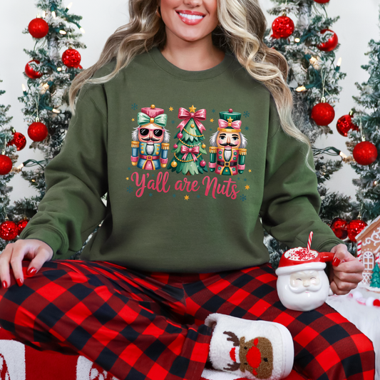 Wholesale Y'all are Nuts Sweatshirt - Military Green Sweatshirt