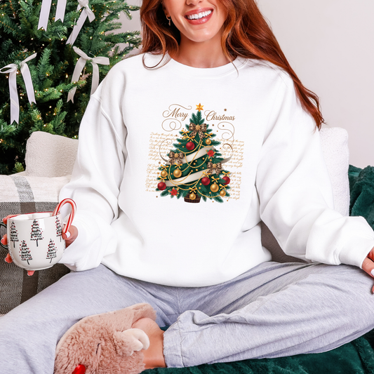 Wholesale Vintage Christmas Tree Sweatshirt - White Sweatshirt