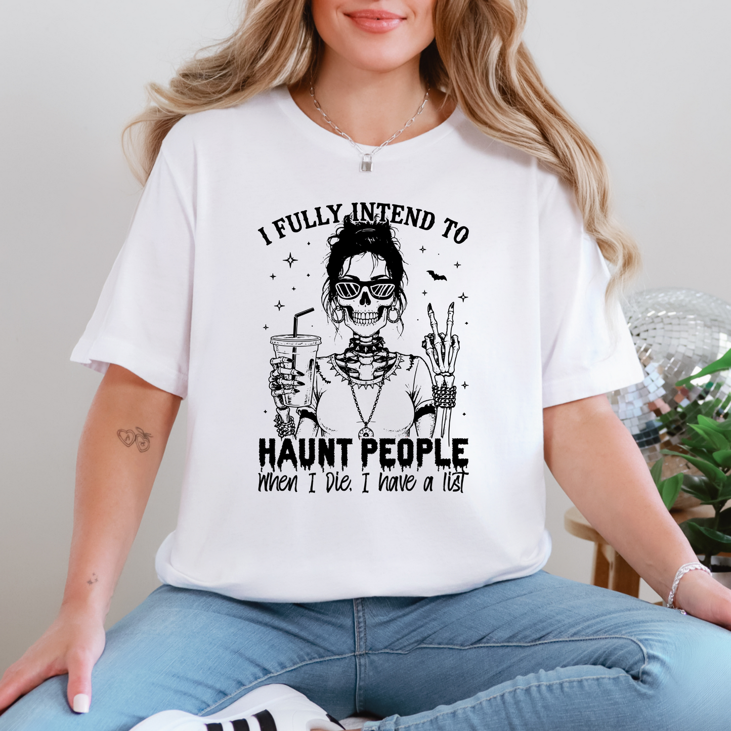 Wholesale Haunt People Graphic Tee - White Tee
