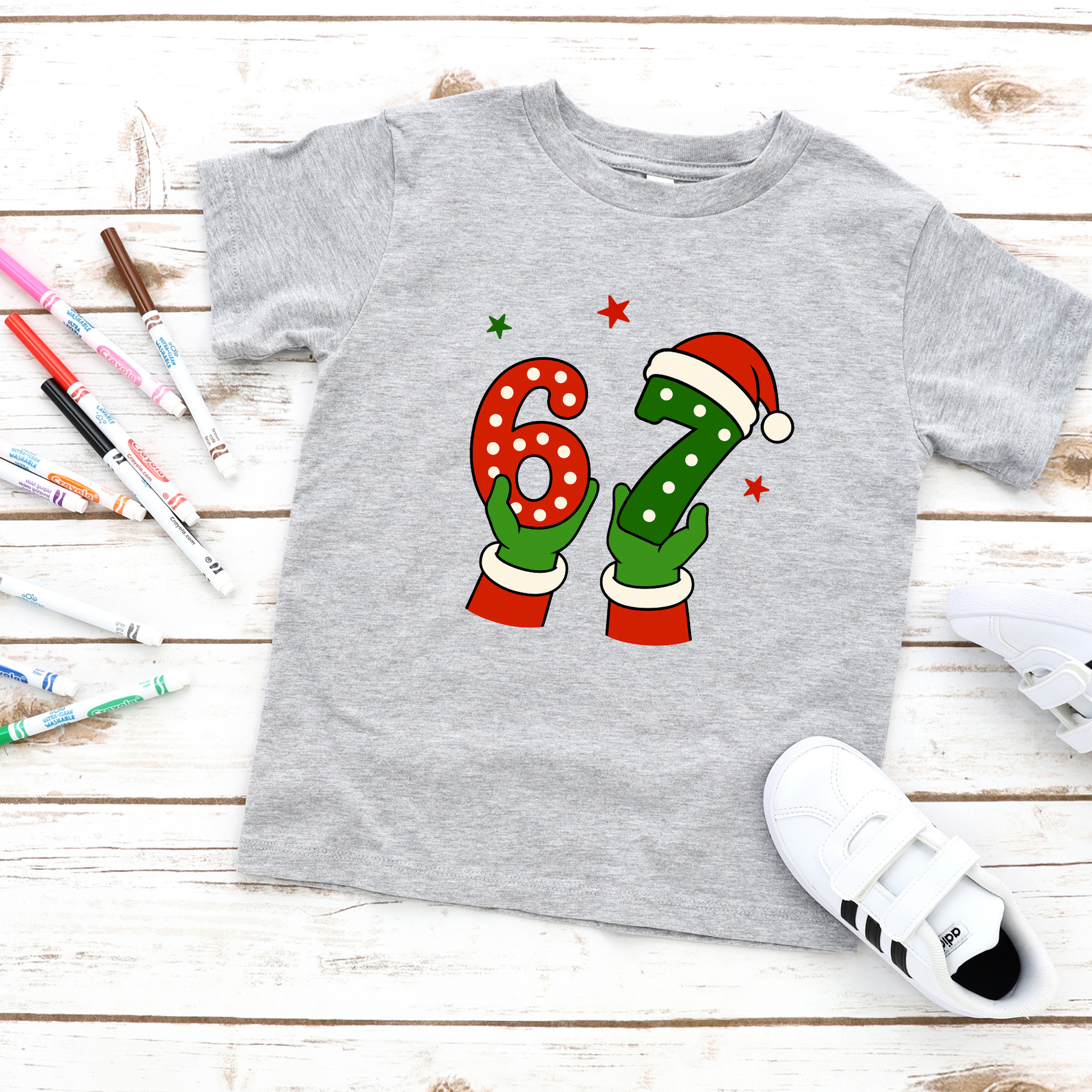 Wholesale Christmas 67 Graphic Tee - Grey Tee