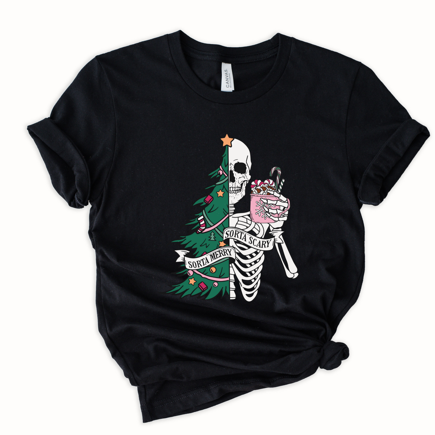 Wholesale Sorta Merry Sorta Scary Graphic Tee - Black Sweatshirt