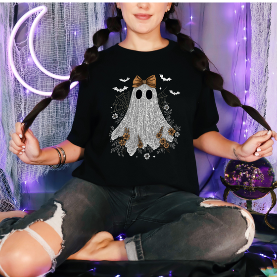 Halloween Lace Ghost Cute Graphic Tee or Sweatshirt