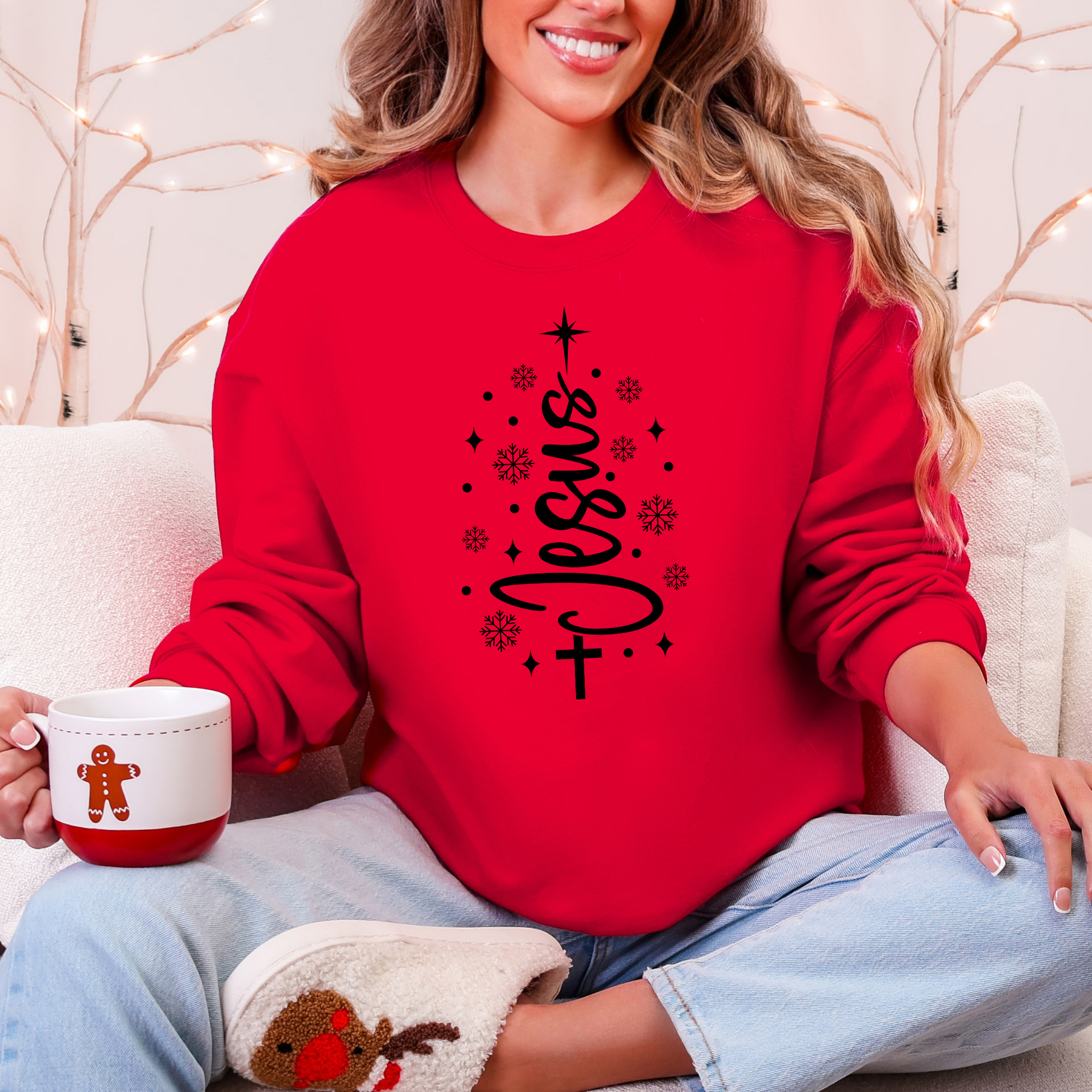 Wholesale Jesus Christmas Tree Sweatshirt - Red Sweatshirt