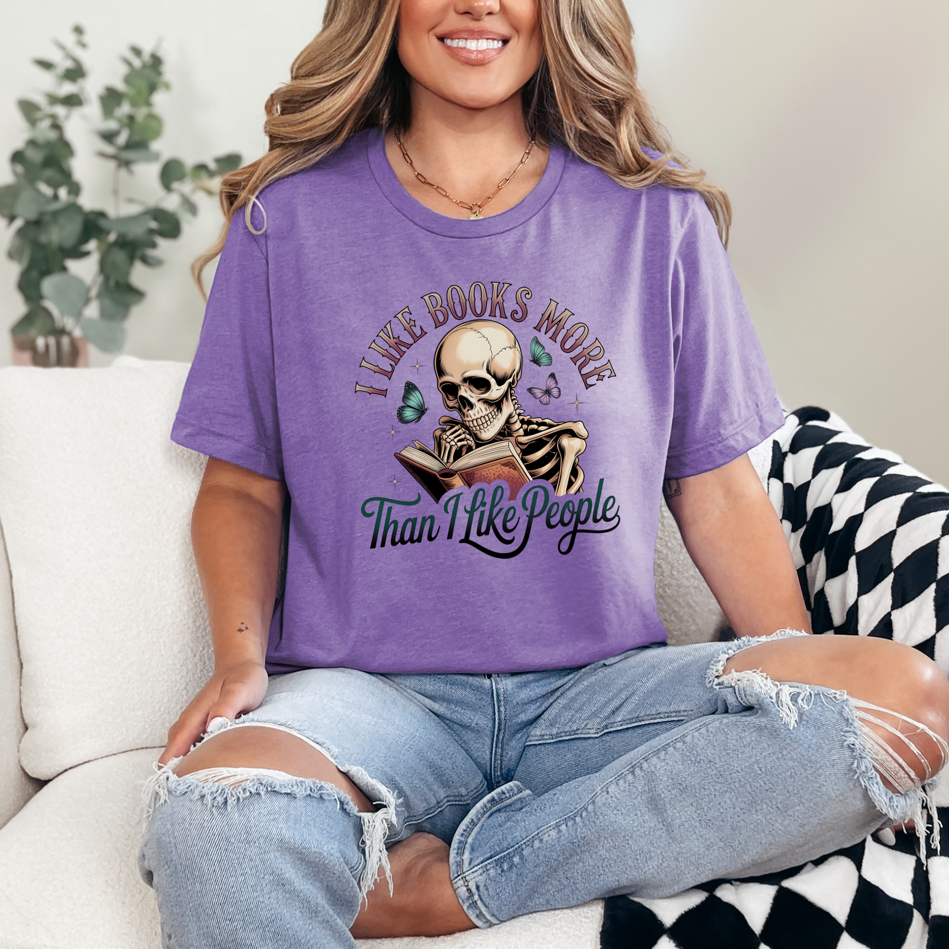 Wholesale Books more than People Graphic Tee - Heather Team Purple Tee