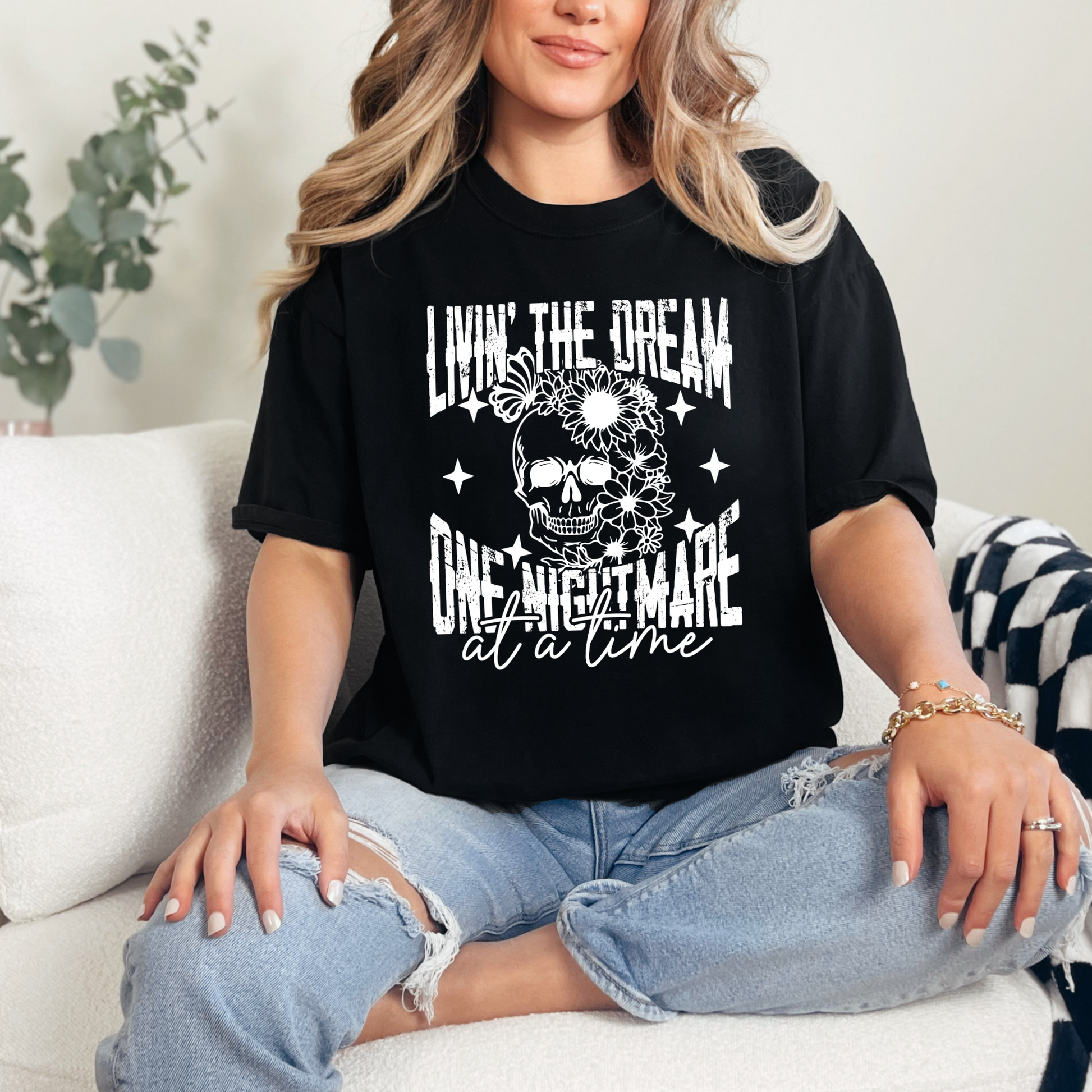 Wholesale Livin the Dream Graphic Tee - Black Tee