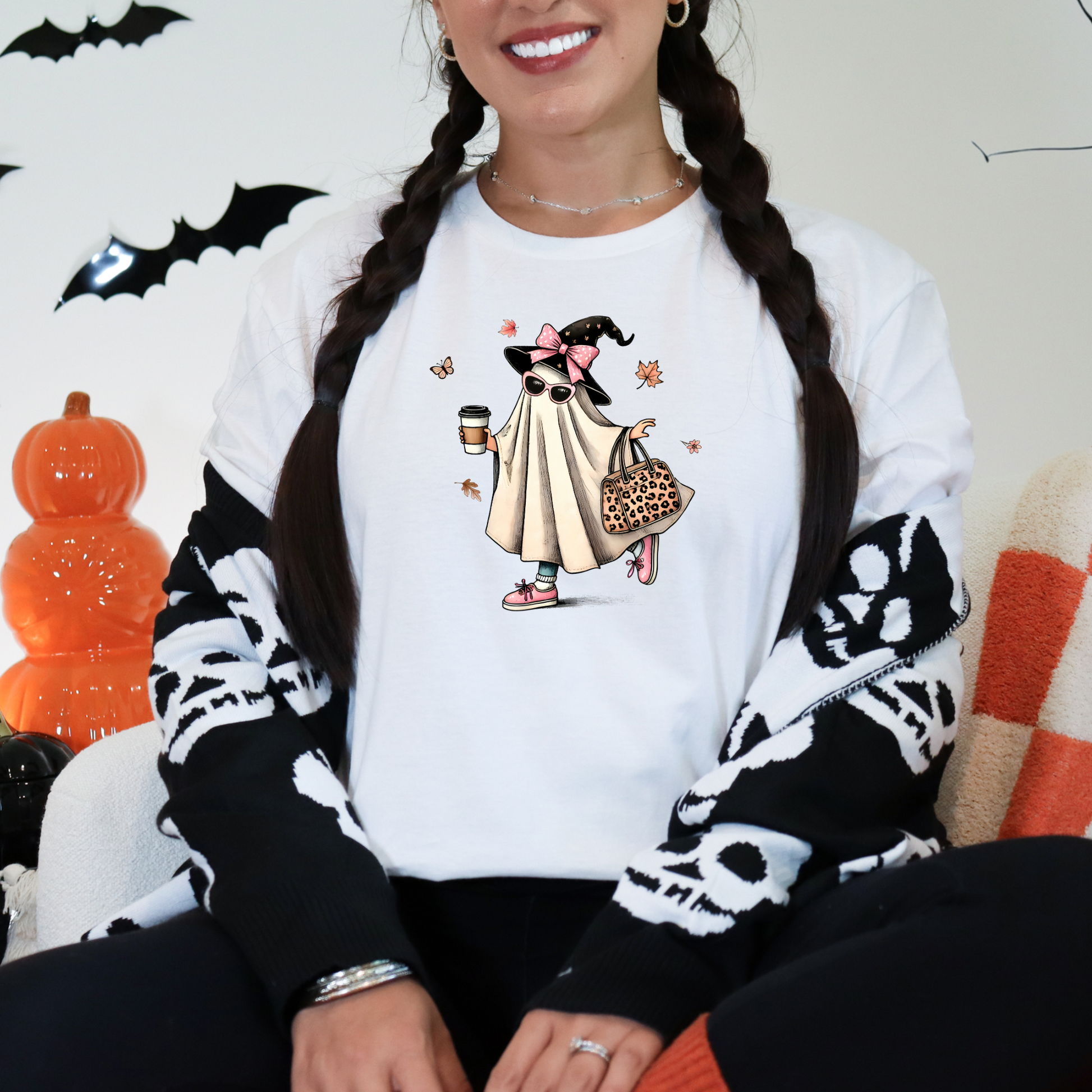 Wholesale Bougie Halloween Graphic Tee - White Tee