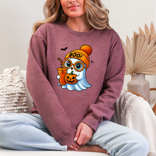 Wholesale Boo Ghost Sweatshirt - Heather Dark Maroon Sweatshirt
