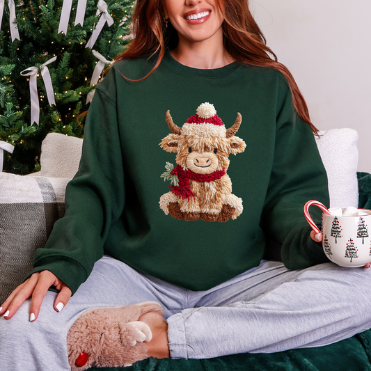 Wholesale Yarn Highland Cow Sweatshirt - Forest Sweatshirt