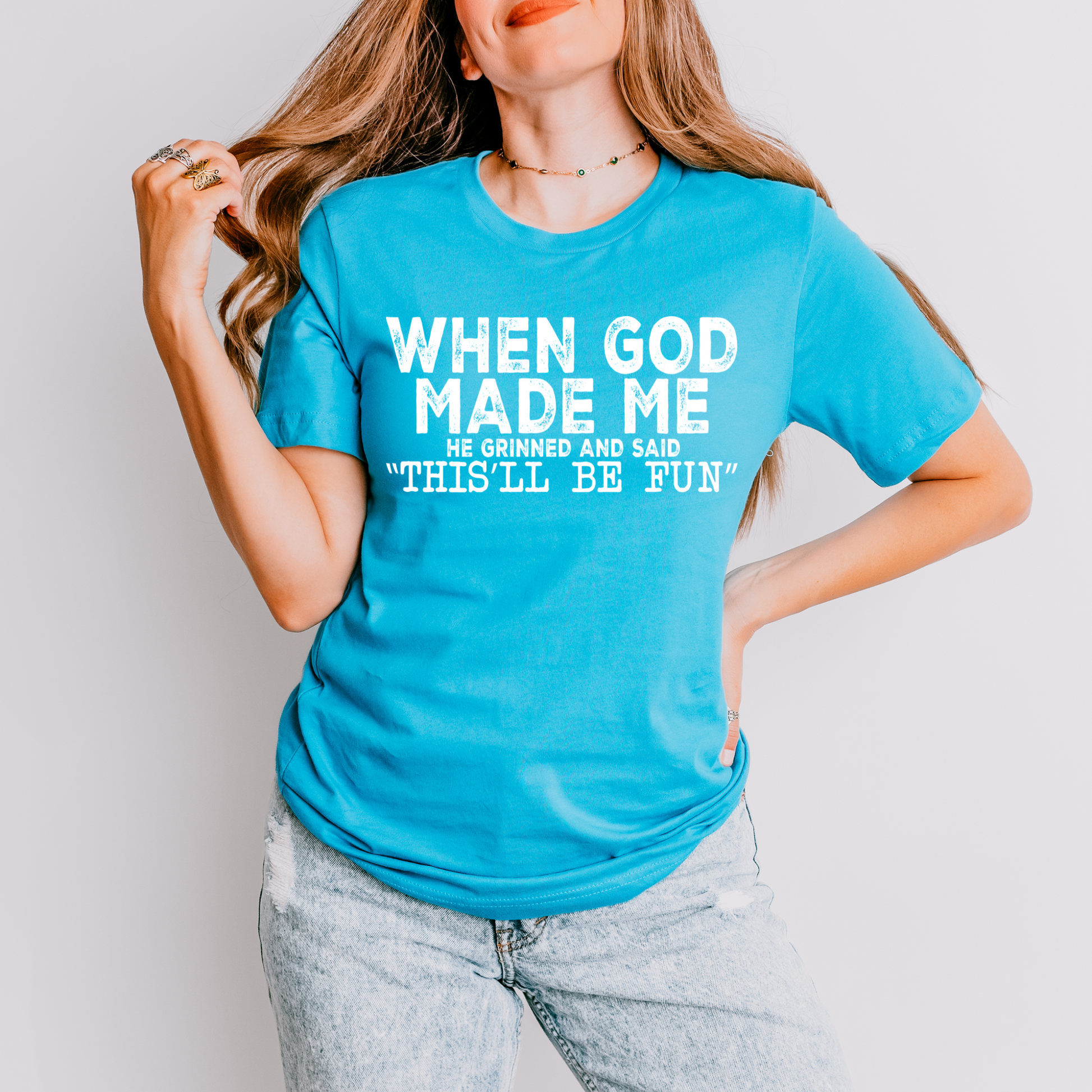 Wholesale This'll be fun Graphic Tee - Aqua Tee