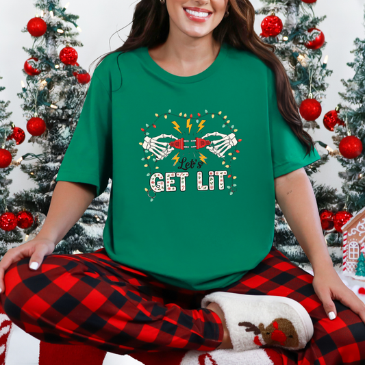 Wholesale Let's Get Lit Graphic Tee - Kelly Tee