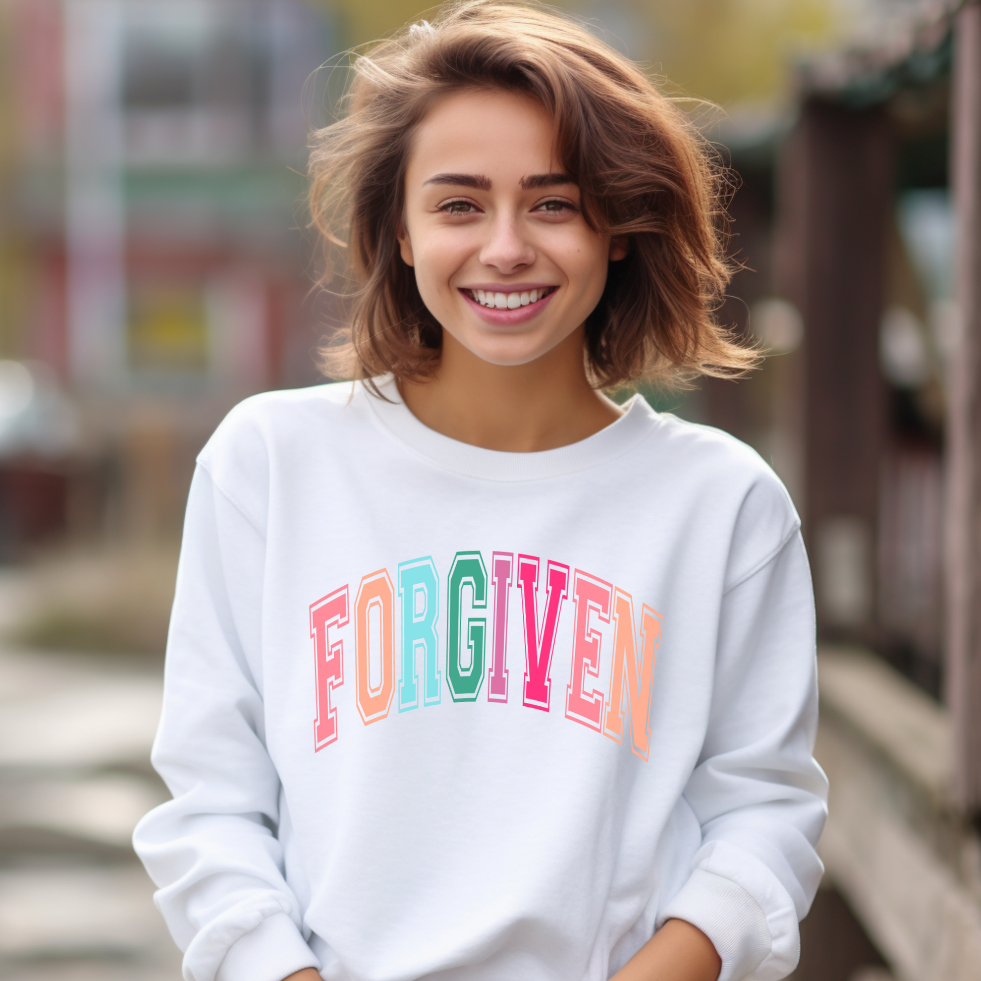 Wholesale Varsity Forgiven Graphic Tee - Black Sweatshirt
